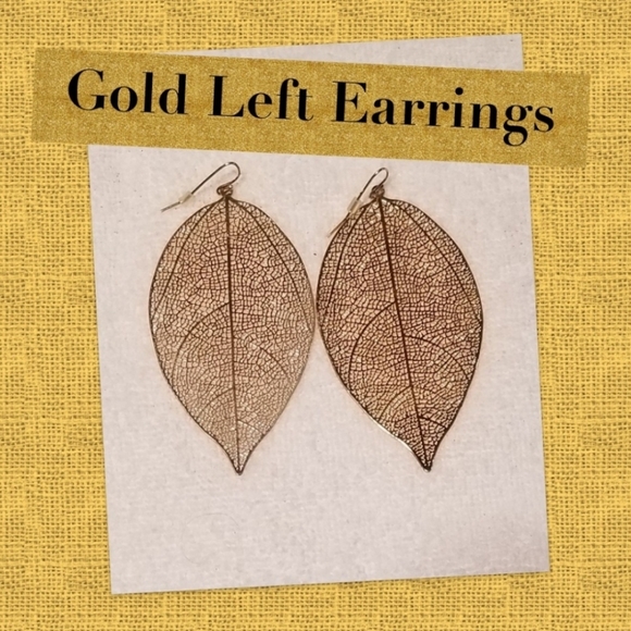 Gold Leaf & Silver Leaf Earrings - Picture 2 of 3